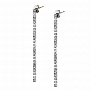 Σκουλαρίκι γυναικείο από ανοξείδωτο ατσάλι σειρέ με λευκές πέτρες