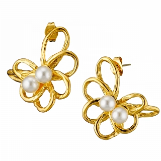 Σκουλαρίκι γυναικείο από ανοξείδωτο ατσάλι με πέρλες