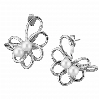 Σκουλαρίκι γυναικείο από ανοξείδωτο ατσάλι με πέρλες