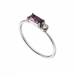 Δαχτυλίδι ατσάλινο με μωβ και λευκό ζιργκόν