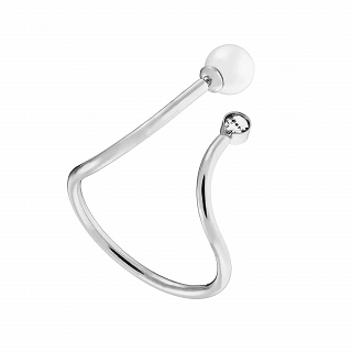 Δαχτυλίδι ατσάλινο με πέρλα και ζιργκόν