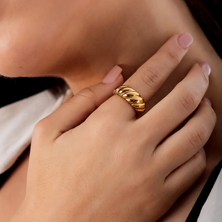 Oxzen γυναικείο δαχτυλίδι από ανοξείδωτο ατσάλι Croissant 8mm