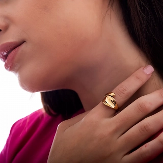 Oxzen γυναικείο δαχτυλίδι από ανοξείδωτο ατσάλι Sculptured Drops