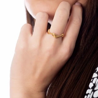 Oxzen γυναικείο δαχτυλίδι από ανοξείδωτο ατσάλι βέρα κυματιστή