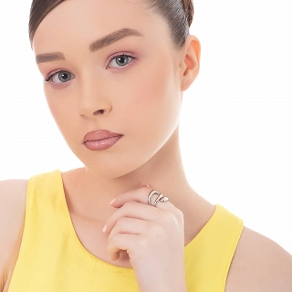 Oxzen γυναικείο δαχτυλίδι από ανοξείδωτο ατσάλι Sculptured Drop