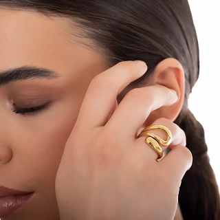 Oxzen γυναικείο δαχτυλίδι από ανοξείδωτο ατσάλι Sculptured Drop