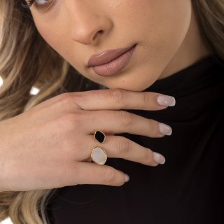 Oxzen ατσάλινο δαχτυλίδι με οπάλιο