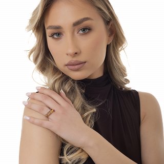 Oxzen ατσάλινο ασημόχρυσο δαχτυλίδι