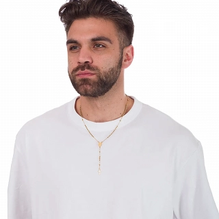 Κολιέ Unisex ροζάριο από ανοξείδωτο ατσάλι λεπτό με σταυρό