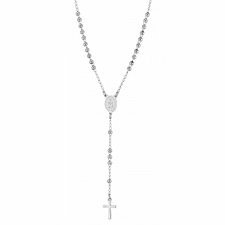 Κολιέ Unisex ροζάριο από ανοξείδωτο ατσάλι λεπτό με σταυρό