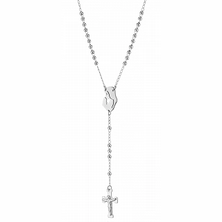 Κολιέ Unisex ροζάριο από ανοξείδωτο ατσάλι με την Madonna και τον εσταυρωμένο