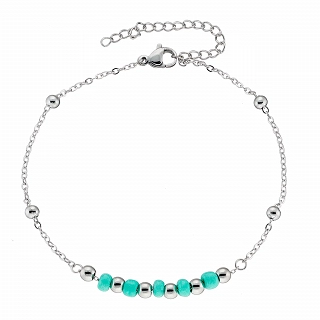 Αλυσίδα ποδιού ατσάλινη με τυρκουάζ πέτρες