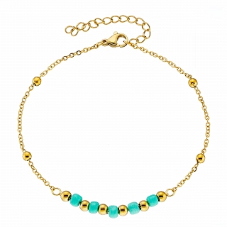 Αλυσίδα ποδιού ατσάλινη με τυρκουάζ πέτρες