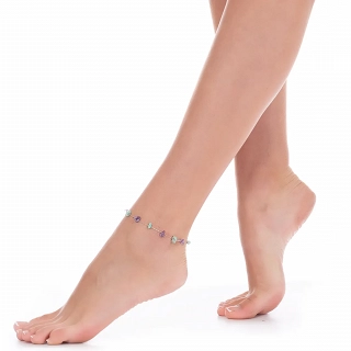 Αλυσίδα ποδιού ατσάλινη με πέτρες