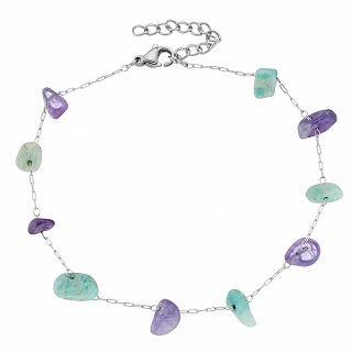 Αλυσίδα ποδιού ατσάλινη με πέτρες