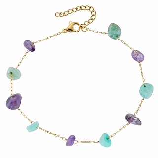 Αλυσίδα ποδιού ατσάλινη με πέτρες