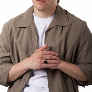 Oxzen ατσάλινο ανδρικό δαχτυλίδι με μαύρη πέτρα