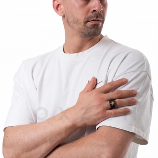 Δαχτυλίδι από ανοξείδωτο ατσάλι, ανδρικό μαύρο με χρυσό