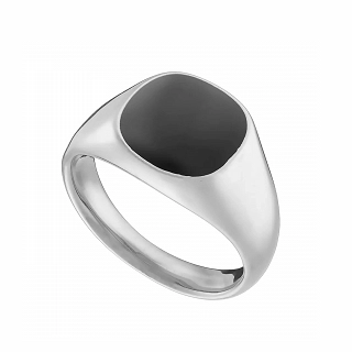 Δαχτυλίδι ατσάλινο ανδρικό με μαύρη πέτρα