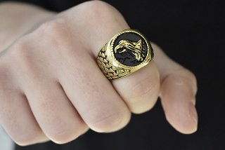 Δαχτυλίδι ανδρικό ατσάλι σε χρυσό αετός