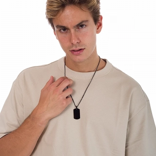 Κολιέ ατσάλι πλακέτα μαύρη