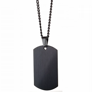 Κολιέ ατσάλι πλακέτα μαύρη