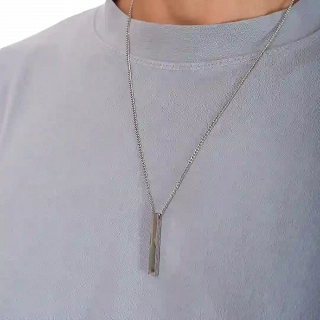 Κολιέ Unisex από ανοξείδωτο ατσάλι ασημί μπάρα