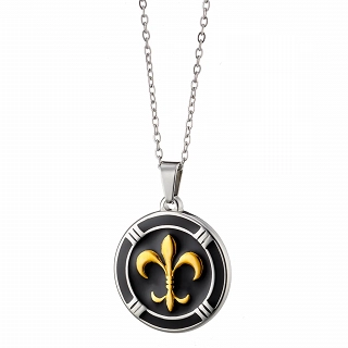 Κολιέ ανδρικό από ανοξείδωτο ατσάλι στρογγυλό ασημόχρυσο