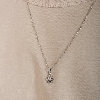 Κολιέ ανδρικό από ανοξείδωτο ατσάλι ναυτικό τιμόνι