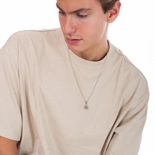 Κολιέ ανδρικό από ανοξείδωτο ατσάλι ναυτικό τιμόνι