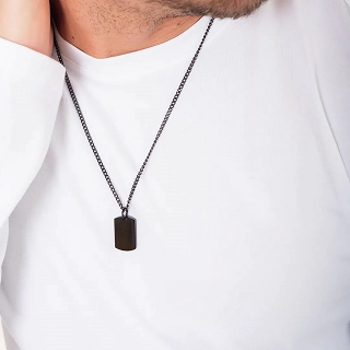 Oxzen κολιέ ανδρικό από ανοξείδωτο ατσάλι πλακέτα