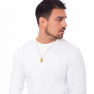 Oxzen κολιέ ανδρικό από ανοξείδωτο ατσάλι πλακέτα