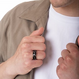 Oxzen ατσάλινη ανδρική βέρα μαύρη με σχέδιο