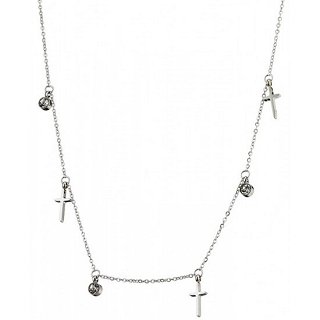 Κολιέ ατσάλινο με σταυρούς και πέτρες ζιργκόν