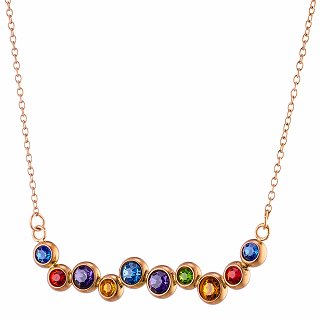 Κολιέ από ανοξείδωτο ατσάλι με πολύχρωμα κρύσταλλα