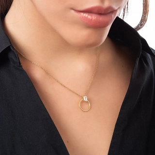 Κολιέ γυναικείο από ανοξείδωτο ατσάλι με λευκό ζιργκόν