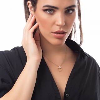 Κολιέ γυναικείο από ανοξείδωτο ατσάλι με λευκό ζιργκόν