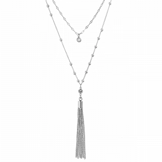 Κολιέ γυναικείο από ανοξείδωτο ατσάλι διπλό με αλυσίδες και ζιργκόν