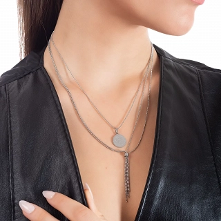 Κολιέ γυναικείο από ανοξείδωτο ατσάλι τριπλό γραβάτα