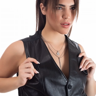 Κολιέ γυναικείο από ανοξείδωτο ατσάλι τριπλό γραβάτα