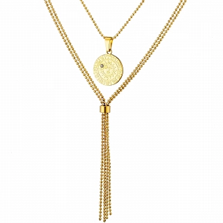 Κολιέ γυναικείο από ανοξείδωτο ατσάλι τριπλό γραβάτα