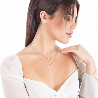 Κολιέ γυναικείο από ανοξείδωτο ατσάλι διπλό με πέρλες