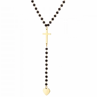 Κολιέ γυναικείο από ανοξείδωτο ατσάλι ροζάριο με πέτρες σπινέλιο