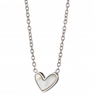 Κολιέ ατσάλινο με καρδιά από φίλντισι
