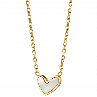 Κολιέ ατσάλινο με καρδιά από φίλντισι
