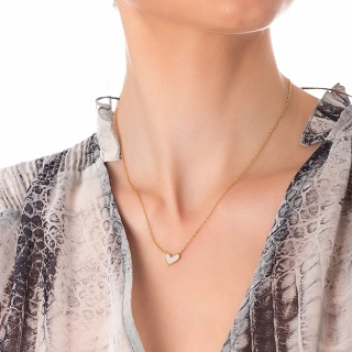 Κολιέ ατσάλινο με καρδιά από φίλντισι