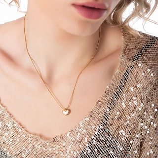 Κολιέ ατσάλινο καρδιά με φίλντισι