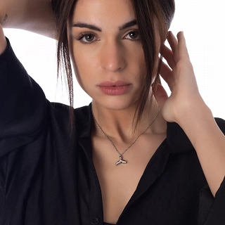 Κολιέ ατσάλινο ουρά φάλαινας με φίλντισι