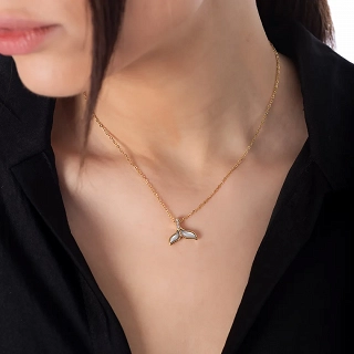 Κολιέ ατσάλινο ουρά φάλαινας με φίλντισι