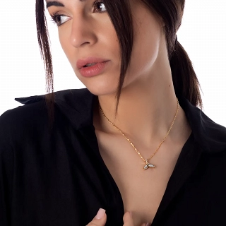 Κολιέ ατσάλινο ουρά φάλαινας με φίλντισι